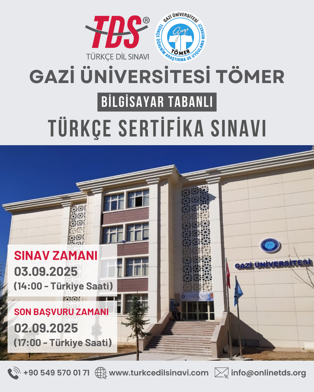 Gazi Üniversitesi TÖMER Türkçe Sertifika Sınavı (2025 Eylül)